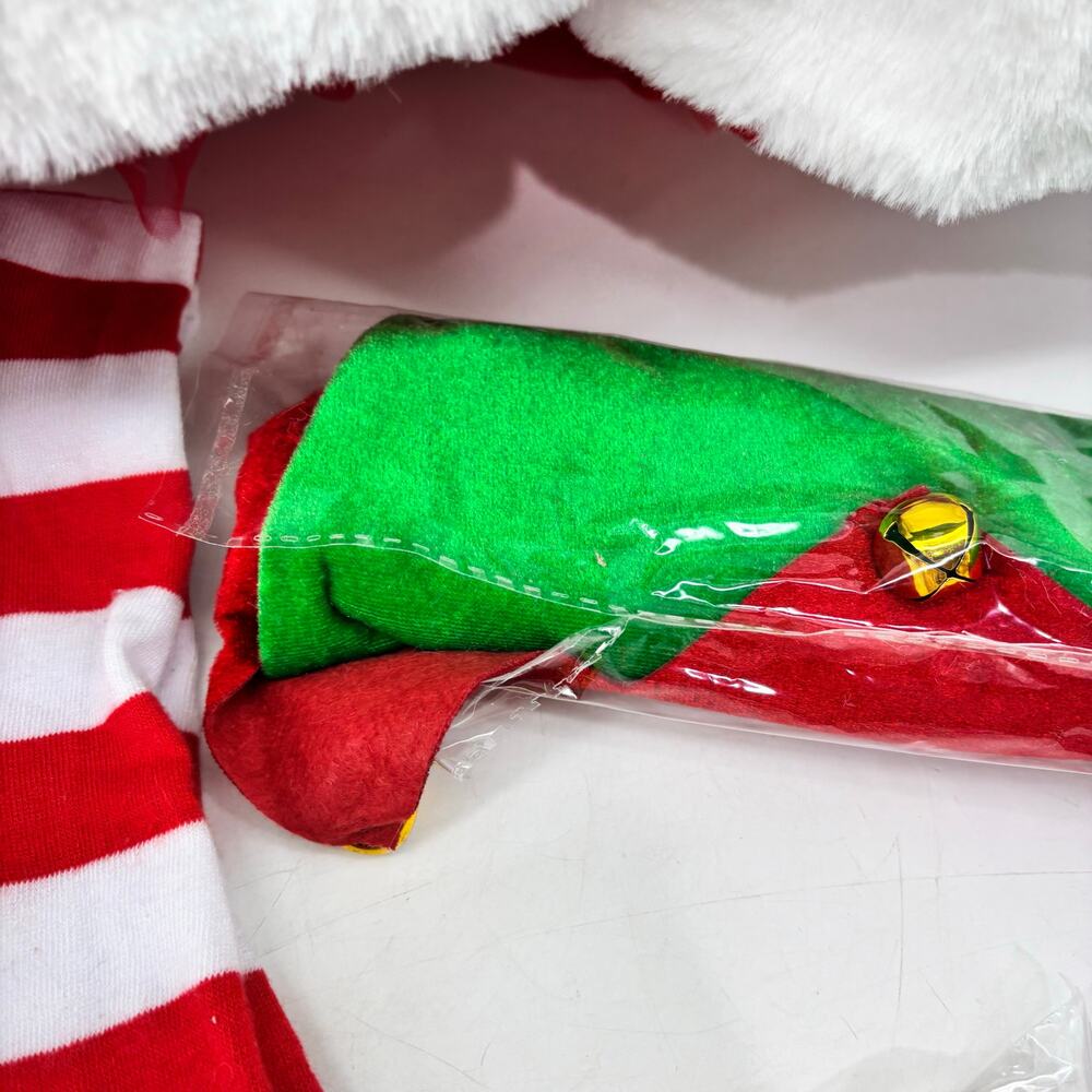 Christmas Elf Velvet Womens Medium Costume Cosplay Dress Socks Hat - Picture 6 of 13